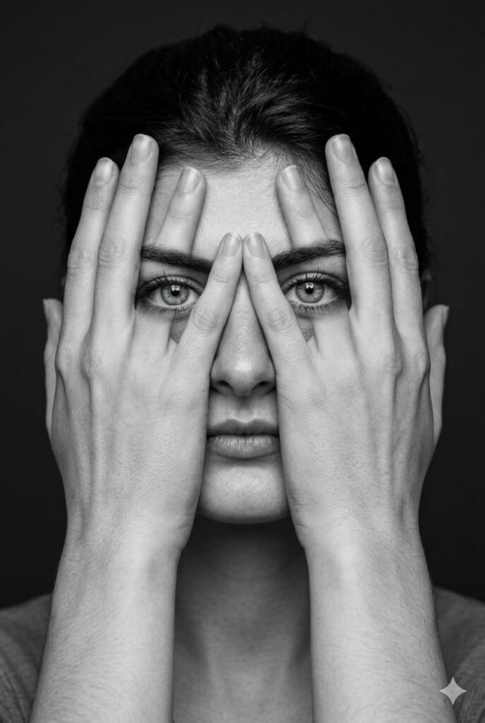 A dramatic black and white Double Exposure Illusion Portrait Art.