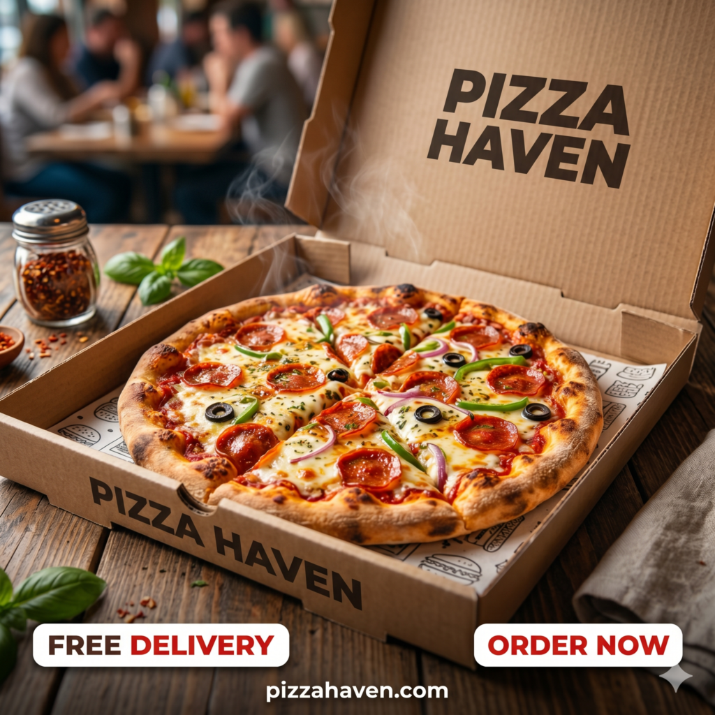 AI Pizza Ad Prompt realistic pizza advertisement with discount