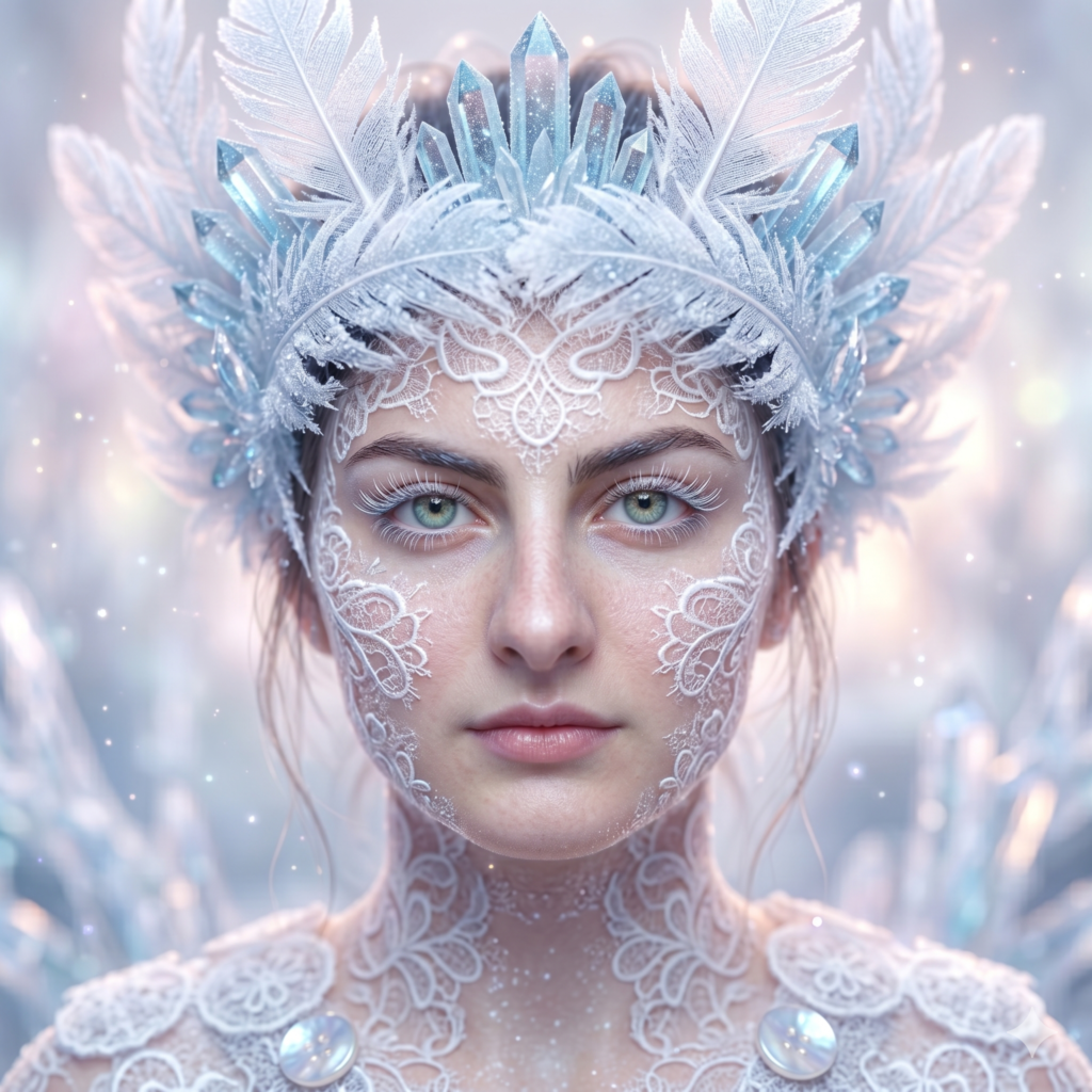 A woman’s portrait featuring Surreal Mixed Media AI Art with steampunk gears.