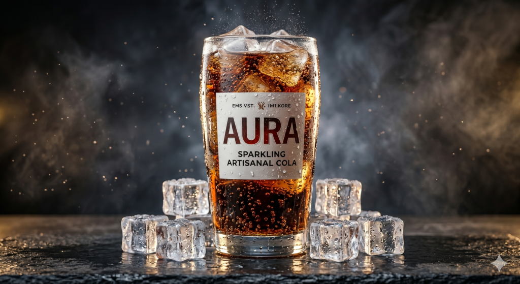 AI Cold Drink Ad Prompt ultra realistic soda bottle with condensation droplets and ice splash cinematic lighting