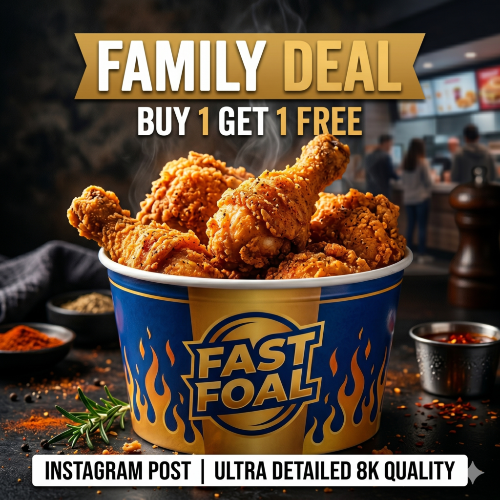AI Fried Chicken Ad Prompt crispy chicken advertisement with discount