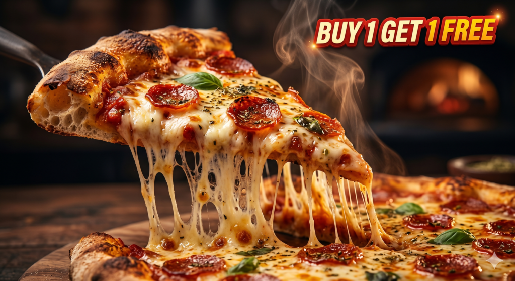 AI Pizza Ad Prompt realistic pizza advertisement with discount