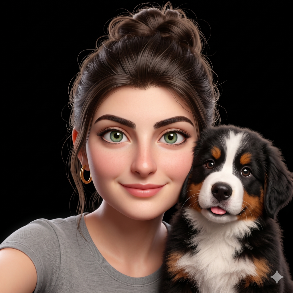 Pixar Style 3D Portrait Prompt human and pet cinematic render