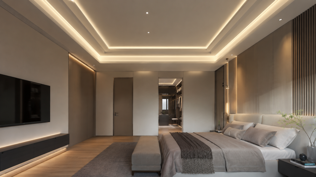 Minimalist linear drop Gypsum ceiling Midjourney prompts