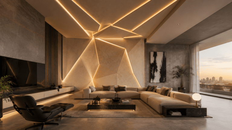 Continuous wall to ceiling gypsum transition render