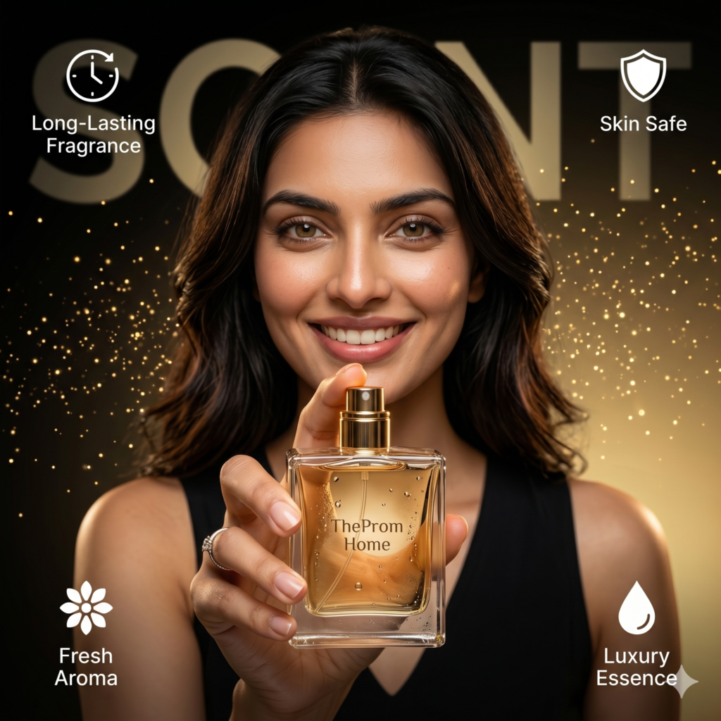 A high-quality perfume advertisement created with Professional AI Product Ad Prompts.