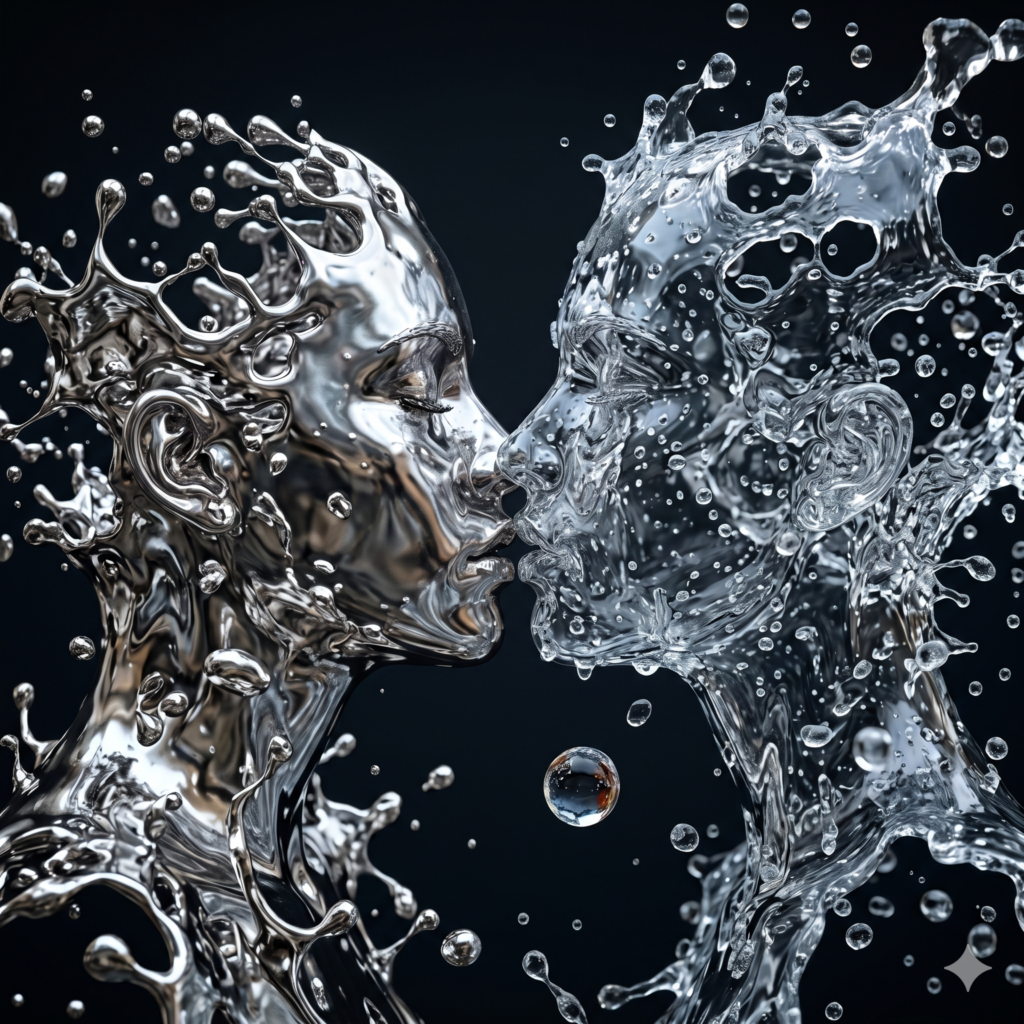 Two celestial lovers made of stardust using Ethereal Cosmic AI Art Prompts.