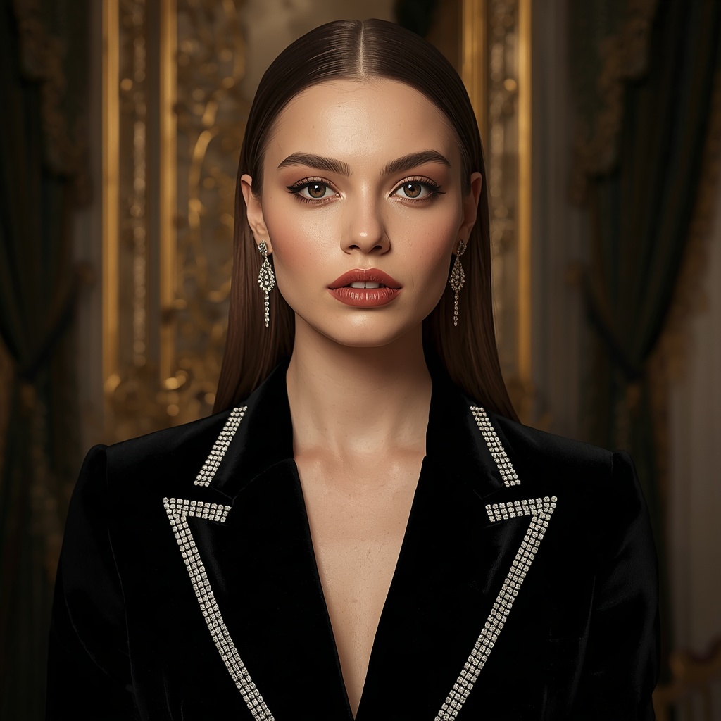 A sophisticated woman in a black coat using Cinematic Urban Fashion AI Prompts.
