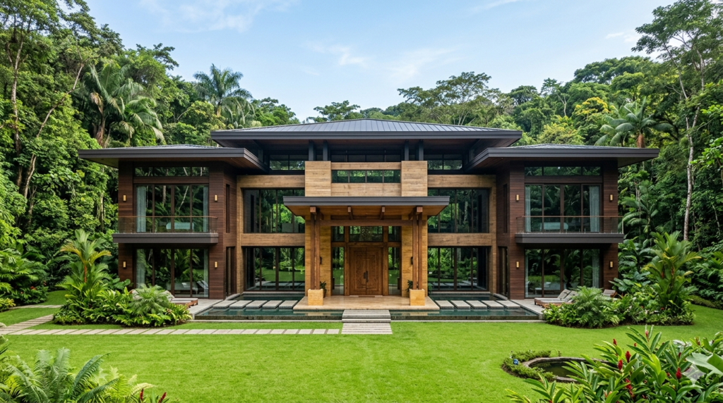 AI house construction videos prompt - luxury modern palace mansion design