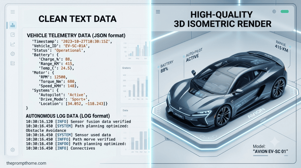A side-by-side comparison image demonstrating zero-shot prompting results for both text and graphics