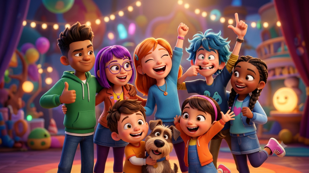 3D cartoon animated characters generated with AI image prompts