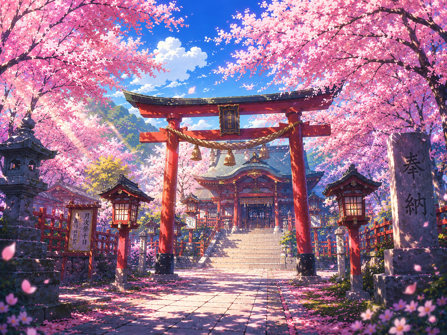 Cinematic cherry blossom scenery from our anime ai video prompts