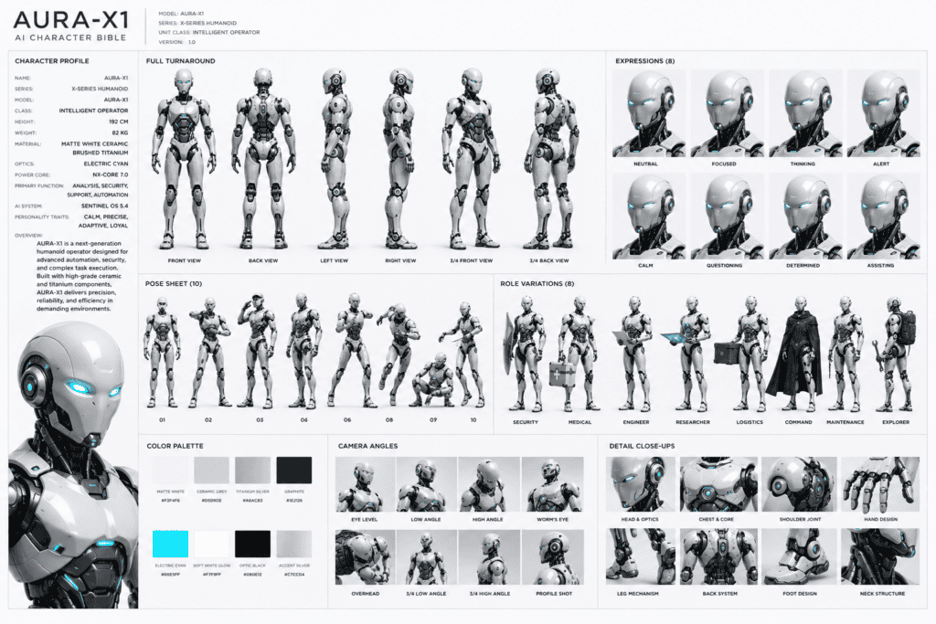 Futuristic robot Character Bible